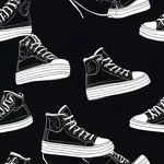 black high-top sneakers with white laces image